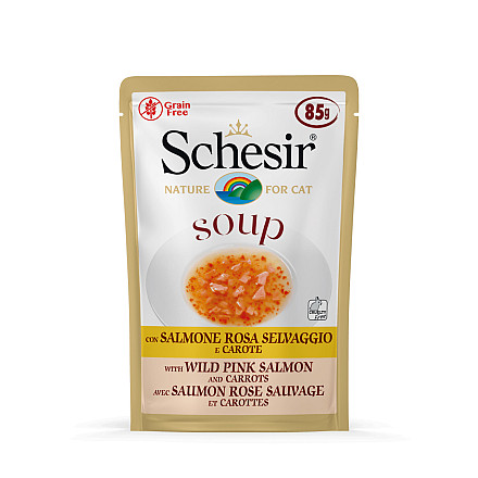 Schesir Kattenvoer Wilde Roze Zalm/Wortel Soup 85 gr