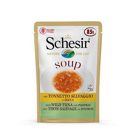 Schesir Kattenvoer Wilde Tonijn/Pompoen Soup 85 gr