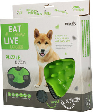 Eat Slow Live Longer voerbak Puzzle and Feed green